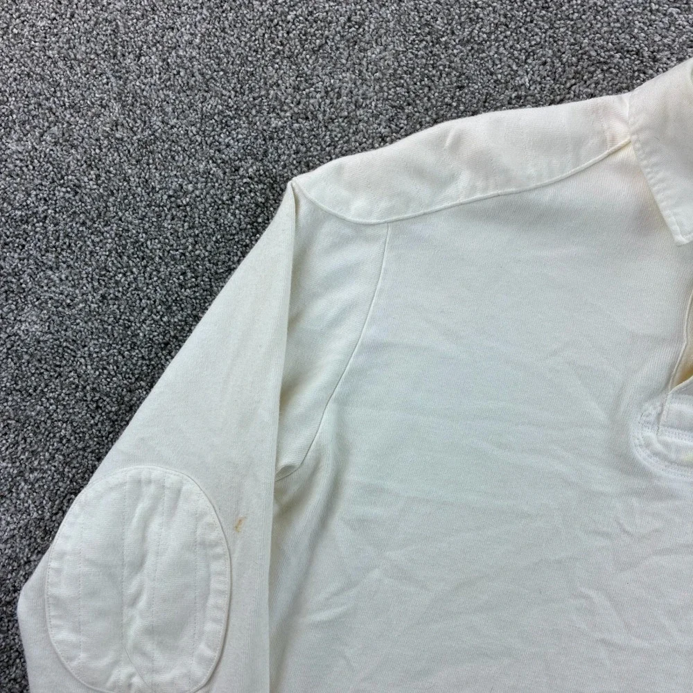 Vintage Polo Ralph Lauren Rugby Shirt Mens L White Elbow Patches Pony Logo